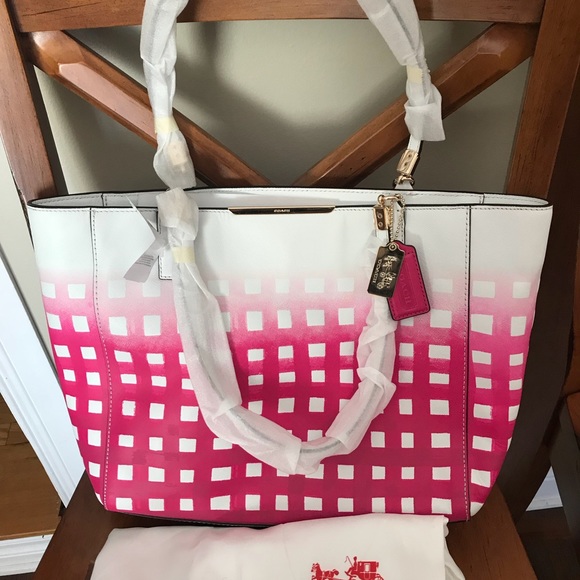Coach Madison Gingham Leather Tote - Picture 2 of 3